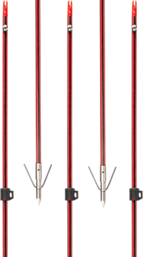 Cajun Bowfishing Fiberglass and Carbon Infused Arrow with Piranha Long Barb XT Point, bowfishing arrow shaft. 